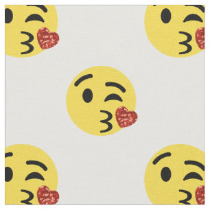 glitter kiss emoji-väv tyg