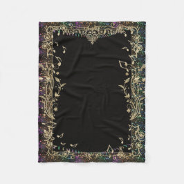 Glitter klippt guld- musik noterdesignfilt fleecefilt