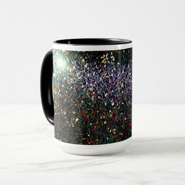 Glitter komet och stjärnor mugg (Framsida vänster)