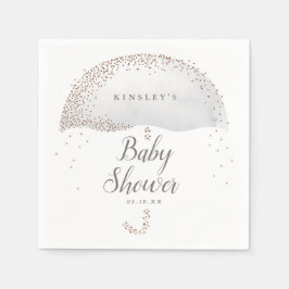 Glitter konetti grått paraplybabydusch pappersservett