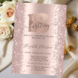 Glitter Konfetti Damm Rosa Guld 18-årsdag Inbjudningar