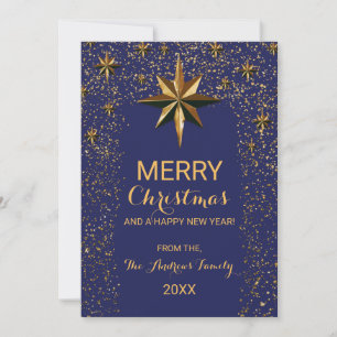Glitter konfetti Navy Guld, nordstjärnig jul Julkort