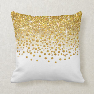 Glitter-konfetti skal guld vit kudde