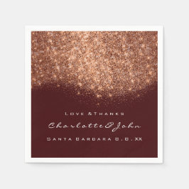 Glitter koppar Burgundy White Tack Namn Pappersservett