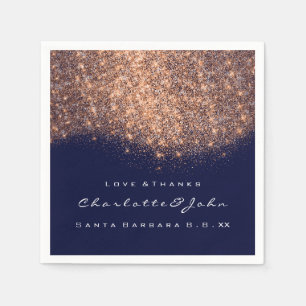 Glitter kopparblå marinvit Tack Namn Pappersservett