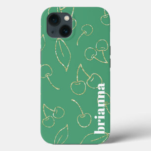 Glitter Körsbär Grön Case-Mate iPhone Fodral