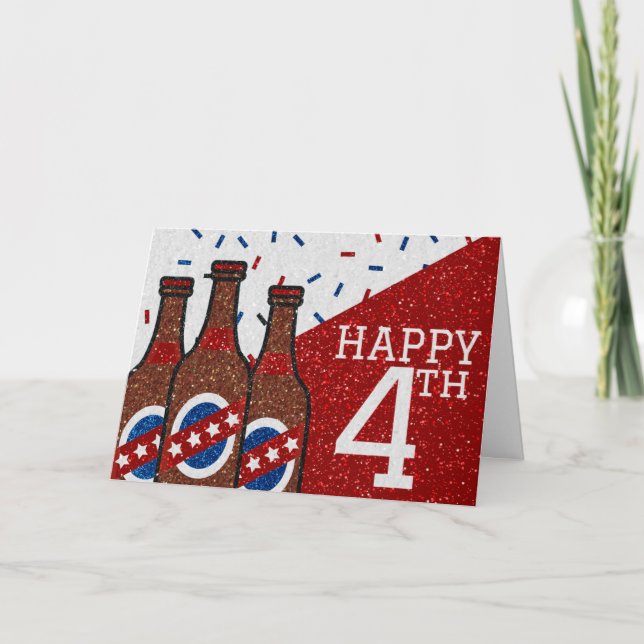 Glitter kort Lycklig 4 juli (Framsida)