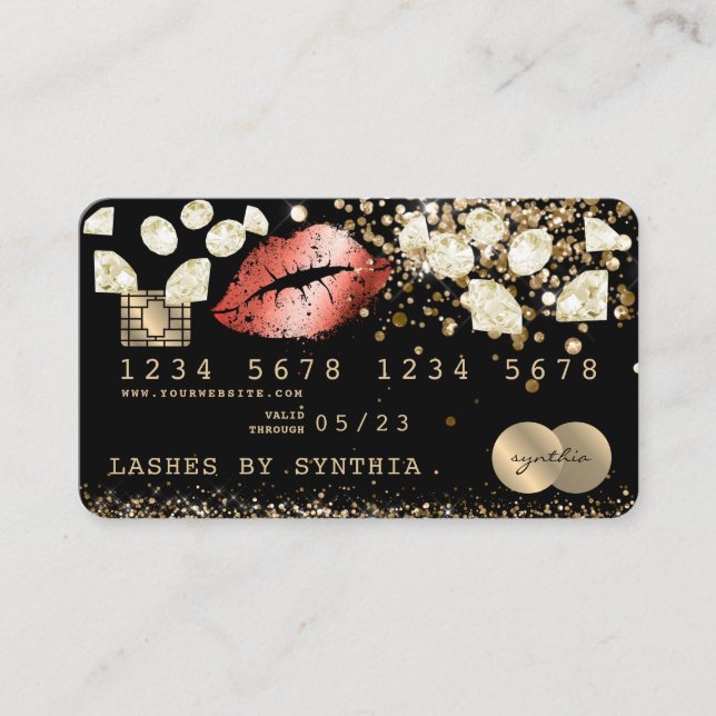Glitter Kredit debetkort formaterat Glitter Guld l Visitkort (Framsida)
