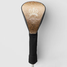 Glitter Krona Guld Golf Head Cover