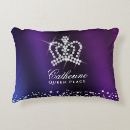 Glitter Krona Lila Blue Prydnadskudde