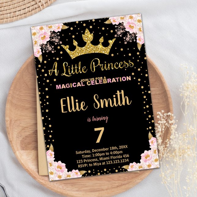 Glitter Krona Lila Princess Birthday Bjud Inbjudningar (Glitter Crown Purple Princess Birthday Invitations)