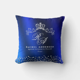 Glitter Krona Monogram Blue Kudde