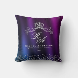 Glitter Krona Monogram Lila Blue Kudde