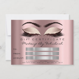 Glitter Lash Guld Mauve Makeup Certificate Spark Inbjudningar