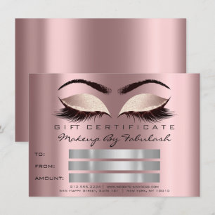 Glitter Lash Guld Mauve Makeup Certificate Spark Inbjudningar