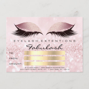 Glitter Lash Guld Rosa Makeup Certificate Gift Inbjudningar