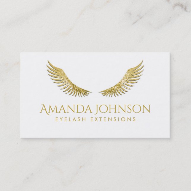 Glitter Lash Guld Vingar - enkelt vitkort Visitkort (Framsida)