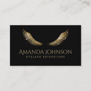 Glitter Lash White Guld Vingar Simple Black Card Visitkort