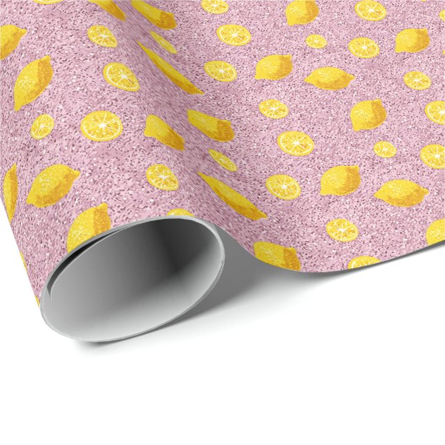 Glitter Lemons Presentpapper (Rullad Hörn)
