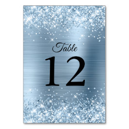 Glitter Light Blue Foil Bröllop Bordsnummer