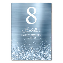 Glitter Light Blue Sweet sixteen Bordsnummer
