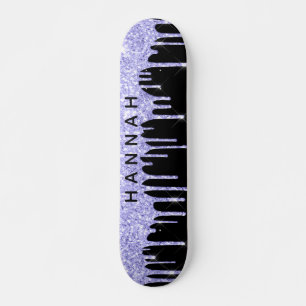 Glitter Lila Drives Personlig Black Mini Skateboard Bräda 18,5 Cm