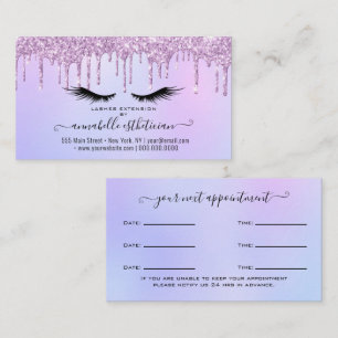 Glitter Lila Eyelash Extension Möte Busin Visitkort