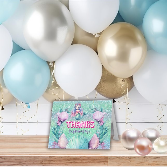 Glitter Lila Havsfröken födelsedag  Tack Kort (Skapare uppladdad)