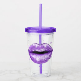 Glitter Lila Kärlek Läppar Take Away Mugg