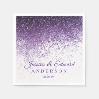 Glitter Lila & Silver Konfetti Anpassningsbar Papp Pappersservett