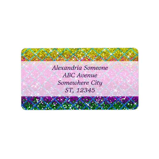 Glitter Lila Snakeskin Adressetikett (Framsidan)