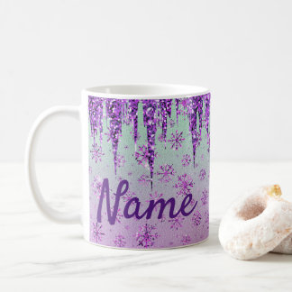 Glitter Lila Snöflingor Design Coffee Mugg Kopp