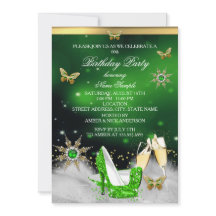 Glitter Lime Green Butterfly Heels Guld Champagne