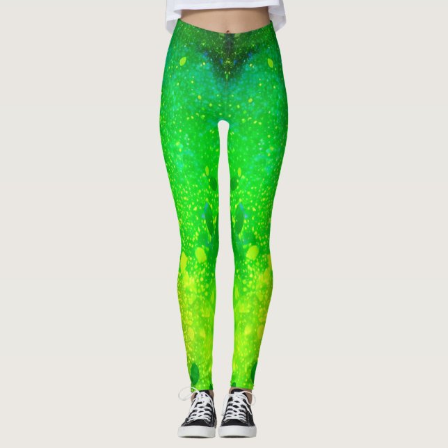Glitter lime grön leggings (Framsida)
