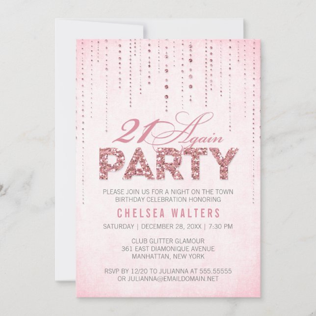 Glitter Look 21 Igen Festinbjudan Inbjudningar (Framsida)