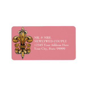 Glitter look Faux Guld Black Formal Fleur de Lis Adressetikett