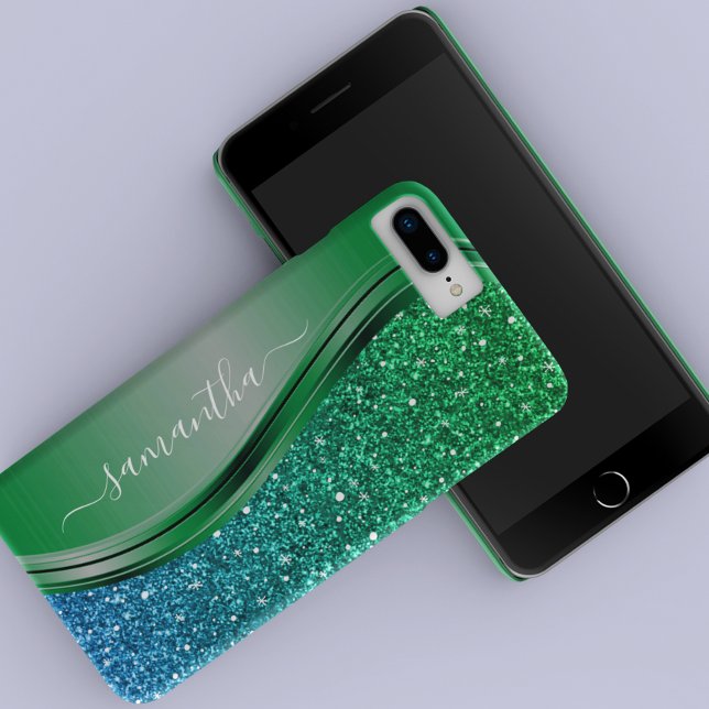 Glitter look Ljusgrön Blå Anpassat Namn (Skapare uppladdad)