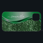 Glitter look Smaragdgrön Personlig Namn<br><div class="desc">Designen är ett foto och fodralen är inte tillverkade med riktig glitter, paljetter, metaller eller trä. Denna design finns också tillgänglig för andra telefonmodeller. Välj enhetstyp för att se andra iPhone-, Samsung Galaxy- eller Google-fodral. Vissa stilar kan ändras genom att välja stil om det är ett alternativ. Du kan också...</div>