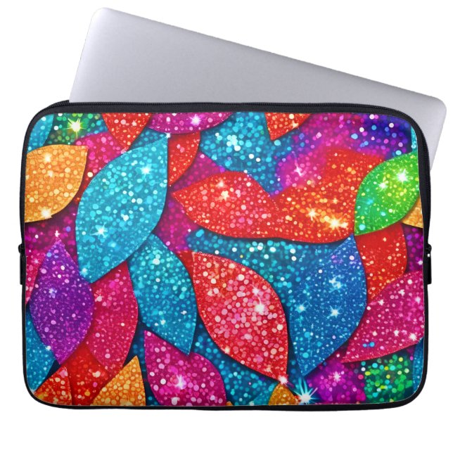Glitter Löv Mönster Laptop Fodral (Framsidan)