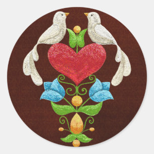 Glitter Lovebird Runt Klistermärke
