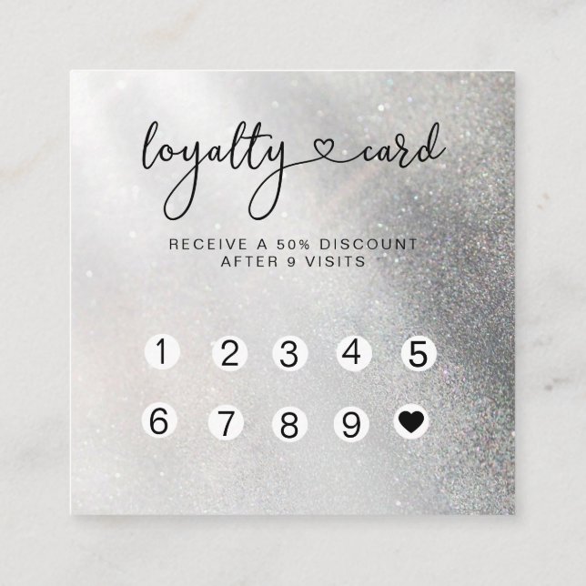 Glitter Loyalty 10 Nagel Lash-Affärskortet Fyrkantigt Visitkort (Baksida)