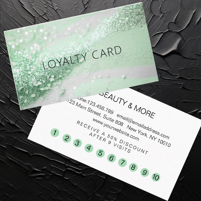 Glitter Loyalty 10 Nagel Lash Beauty Visitkort (Skapare uppladdad)
