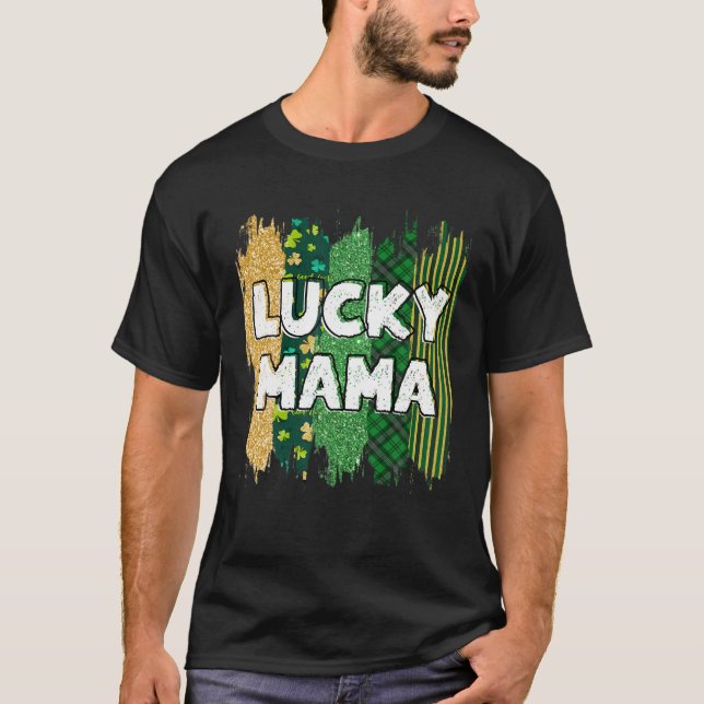 Glitter Lucky Mamma, Mamma Saint patrick's day, Ir T Shirt (Framsida)