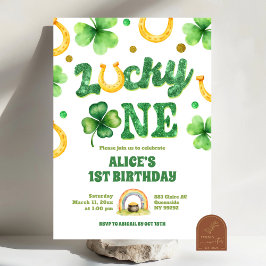 Glitter Lucky One St Patrick First Birthday Inbjudningar