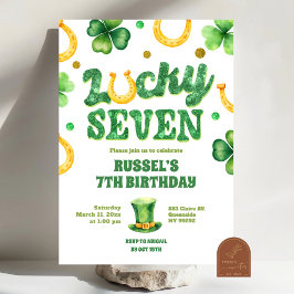 Glitter Lucky Seven St Patrick Birthday Inbjudningar