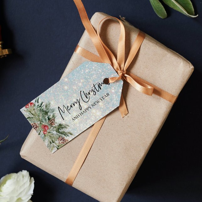 Glitter Lycklig-julens Helgdagar Märkre Presentetikett (Skapare uppladdad)