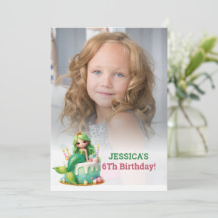 Glitter Magic Sjöjungfru 6e Birthday Photo Inbjudningar