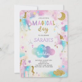 Glitter Magic Unicorn Birthday Inbjudningar