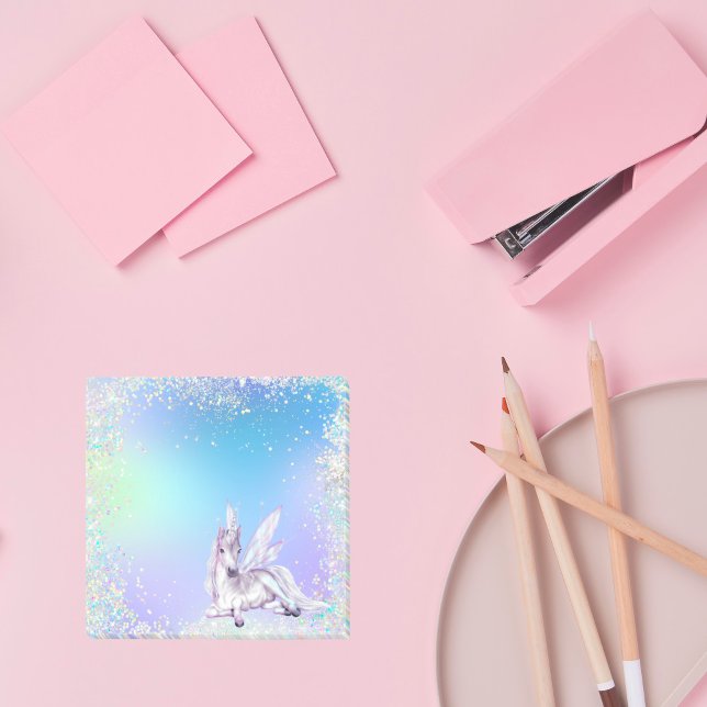 Glitter Magic White Unicorn Post-it Block (Skapare uppladdad)