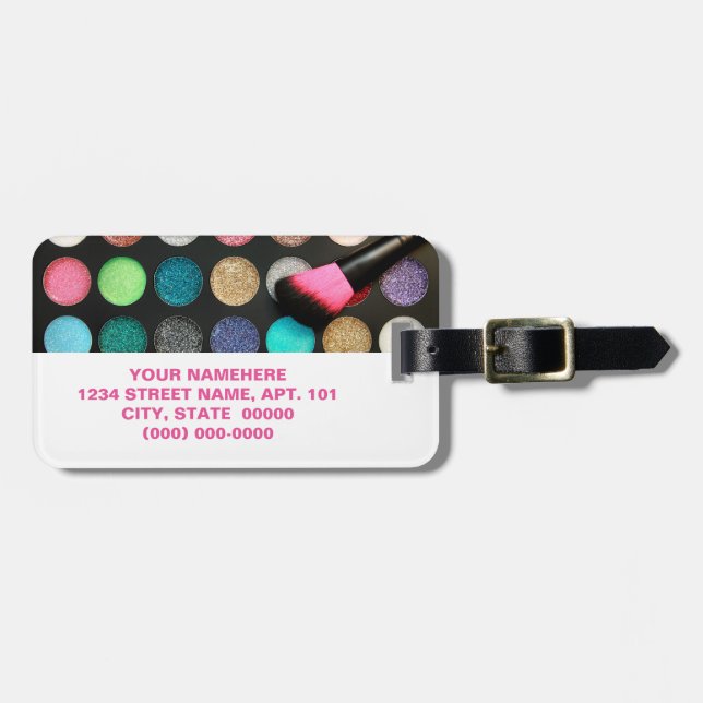 Glitter Makeup Luggage Tag Bagagebricka (Horisontell Framsida)